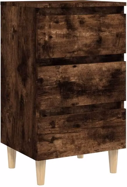 Berkfield Home Bedside Cabinet in Smoked Oak Brown with Solid Wood Legs W/D/H: 40 x 35 x 69 cm – 1