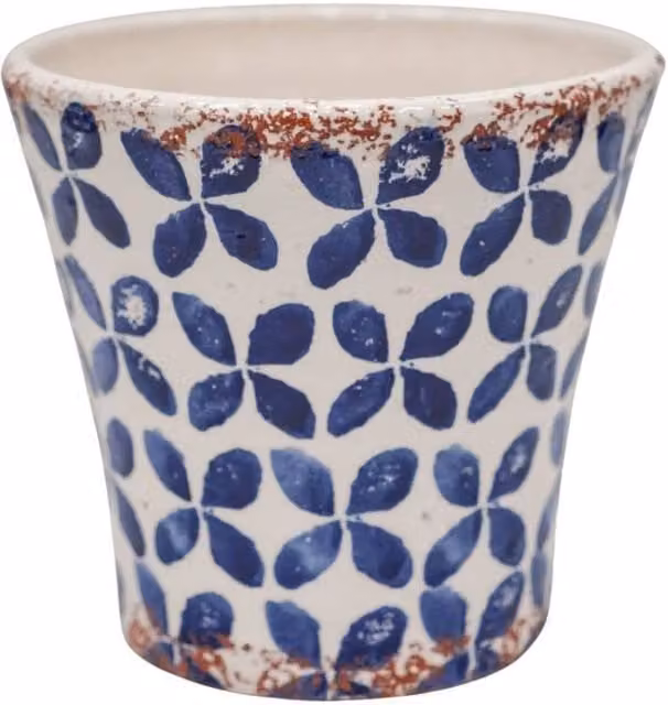 Ivyline Porto Blue Ceramic Tapered Planter H: 17.5 cm, D: 19 cm