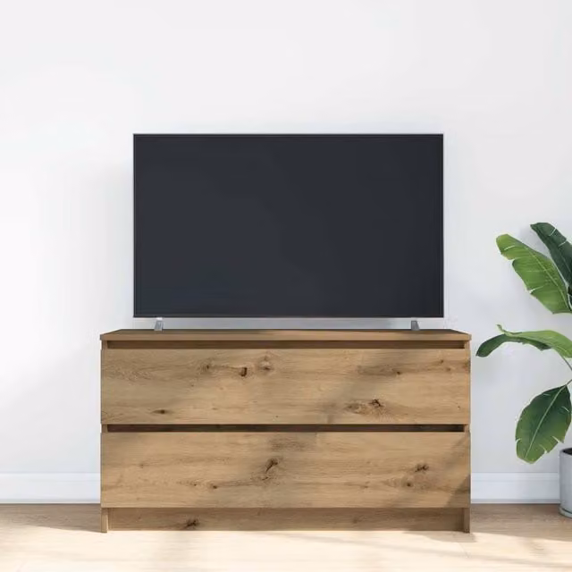 Berkfield Home Artisan Oak TV Cabinet in Brown, W/D/H: 100 x 35 x 54 cm