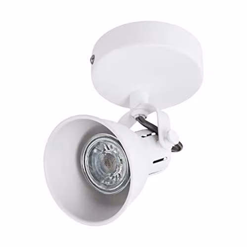 Loops Modern White Metal Wall Spot Light with Adjustable Height and Included 3.3W GU10 LED Bulb