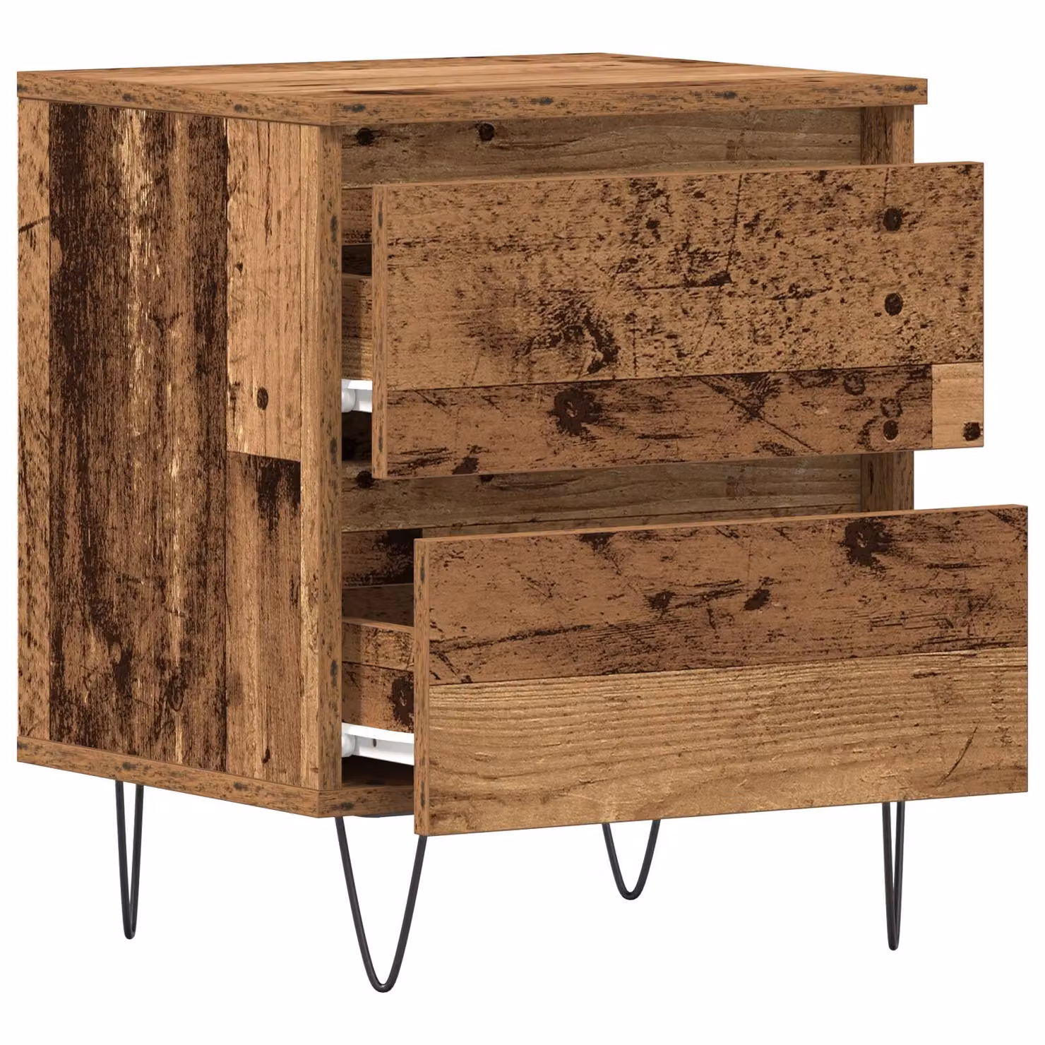 Berkfield Home Set of 2 Industrial Bedside Cabinets in Brown Old Wood, W/D/H: 40 x 35 x 50 cm – 4