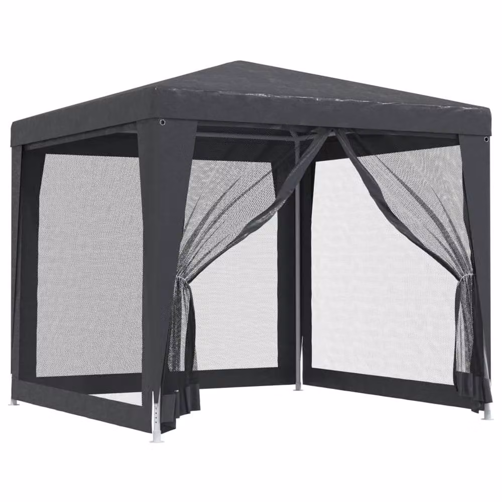 Berkfield Home Party Tent with 4 Mesh Sidewalls, Anthracite and Black, W/D: 2.5 x 2.5 m – 2