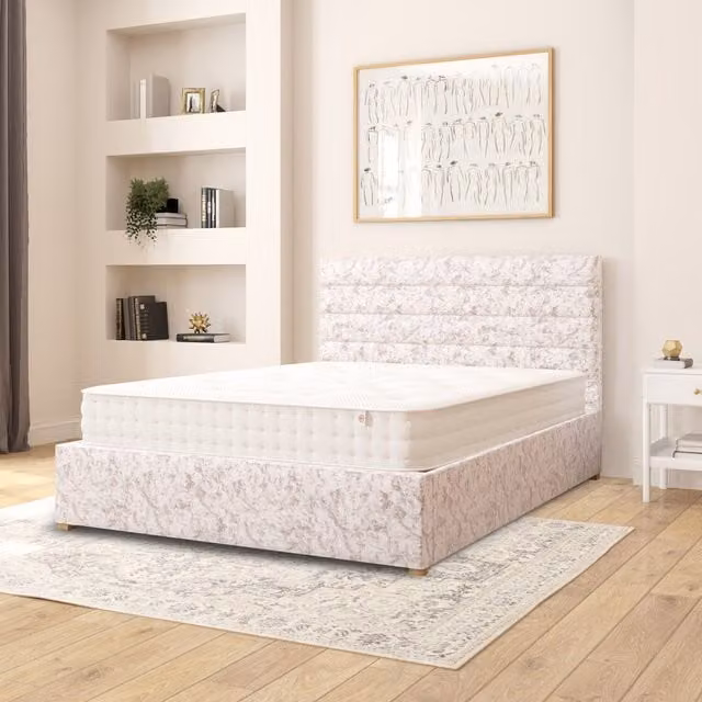 Aspire Kelly Silver Velvet Fabric Ottoman Storage Bed W/D/H: 180 x 200 cm