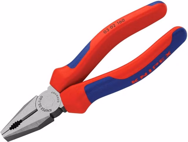 Knipex 03 02 Series Combination Pliers with Multi-component Red and Multicolour Grip in Hardened Steel