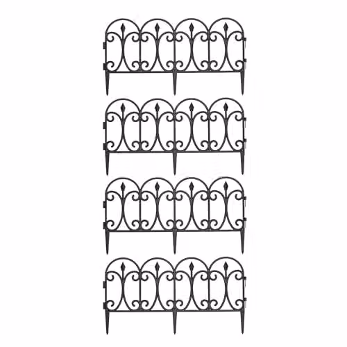 Samuel Alexander Black Ornate Decorative Garden Border Edging, Set of 4