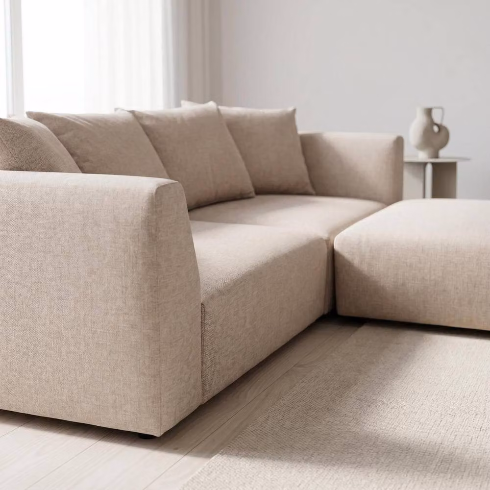 Abakus Direct Tokyo Reversible L-Shape Corner Sofa in Beige Fabric with Scatter Cushions – 2