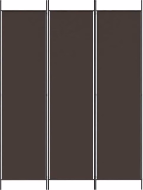 Berkfield Home 3-Panel Room Divider in Brown Fabric and Metal, W/H: 150 x 200 cm