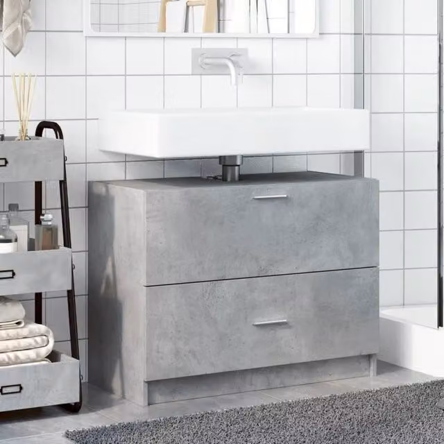 Berkfield Home Sink Cabinet in Concrete Grey, W: 78 cm, D: 37 cm, H: 59 cm