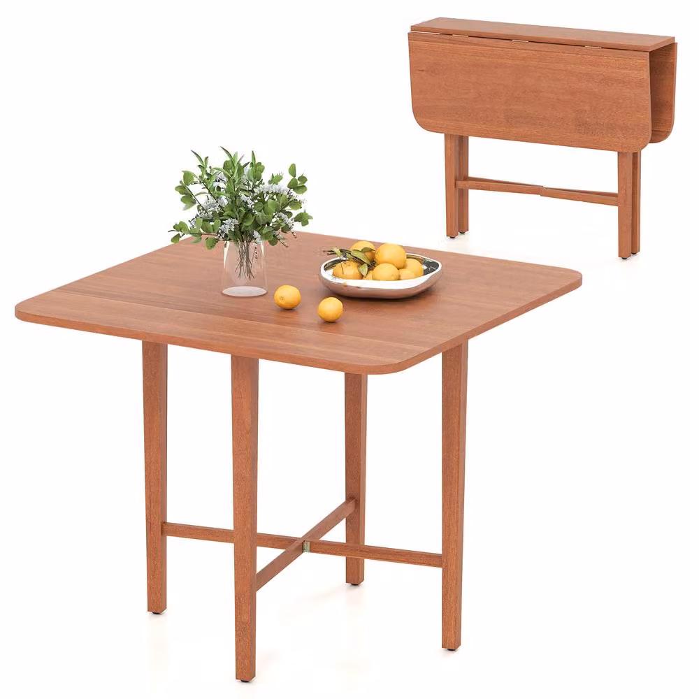 Costway Extendable Wooden Dining Table with Butterfly Drop Leaf in Brown – 3
