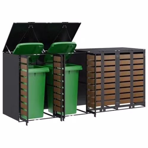 vidaXL Wheelie Bin Storage for 4 Bins in Anthracite Steel – 1