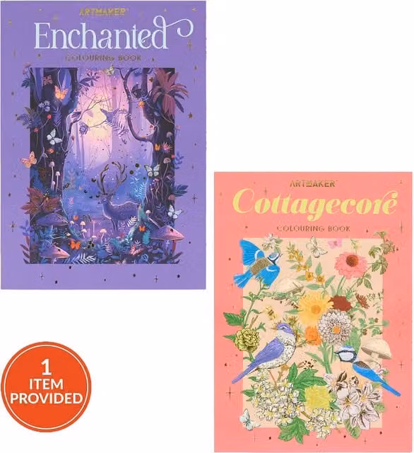 Hinkler Enchanted or Cottagecore Colouring Book for Adults in Purple