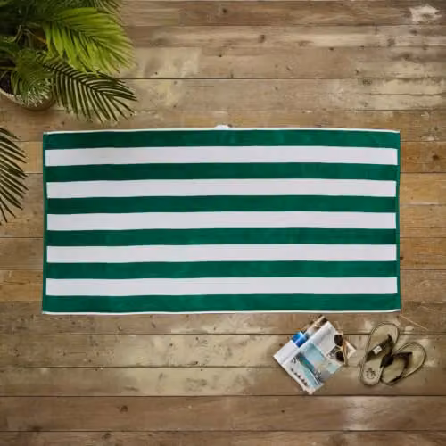 Deyongs Cabana Bay Striped Beach Towel in Green, 100% Organic Cotton, W/D/H: 80 x 165 cm – 3