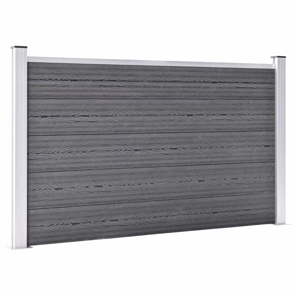 Berkfield Home Grey WPC and Aluminium Garden Fence W: 353 cm, H: 106 cm – 2