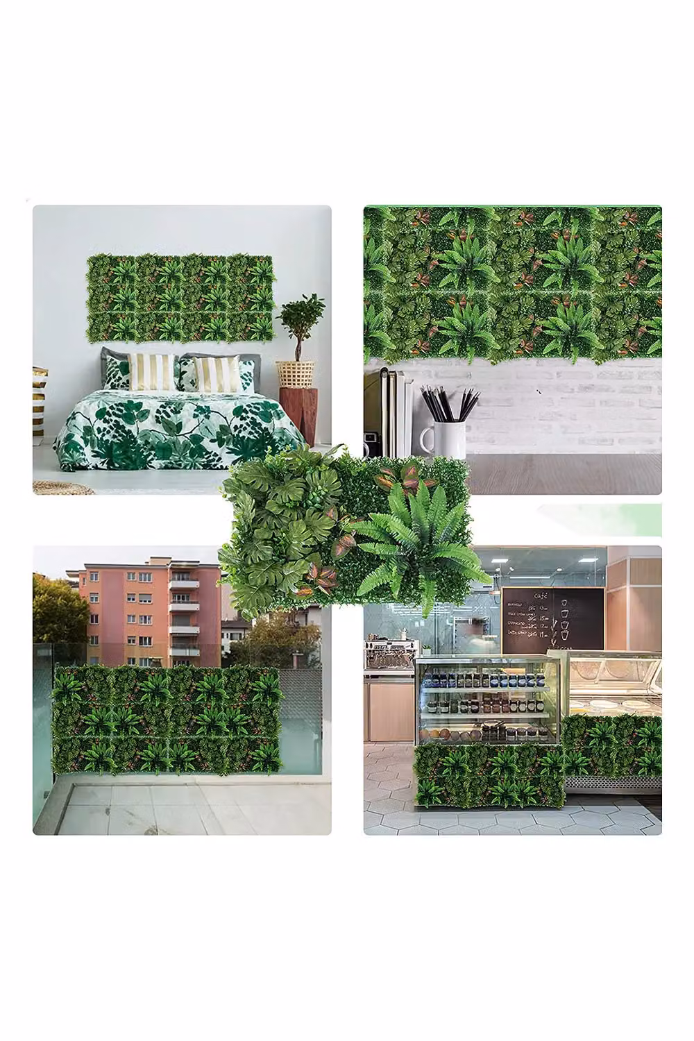 Living and Home Green Artificial Mixed Plant Wall Panel, W: 40 cm, H: 60 cm – 2
