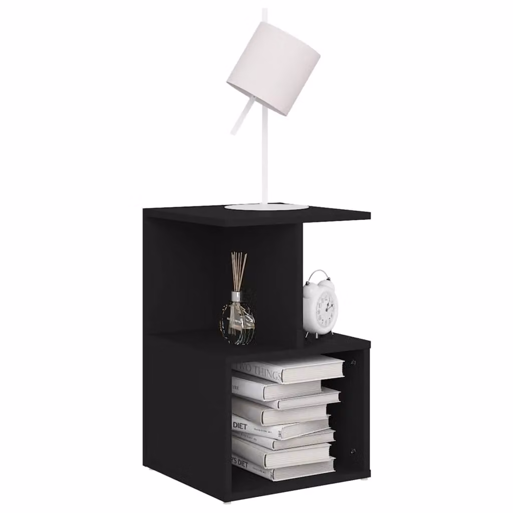 Berkfield Home Set of 2 Black Bedside Cabinets in Engineered Wood, W/D/H: 35 x 35 x 55 cm – 3