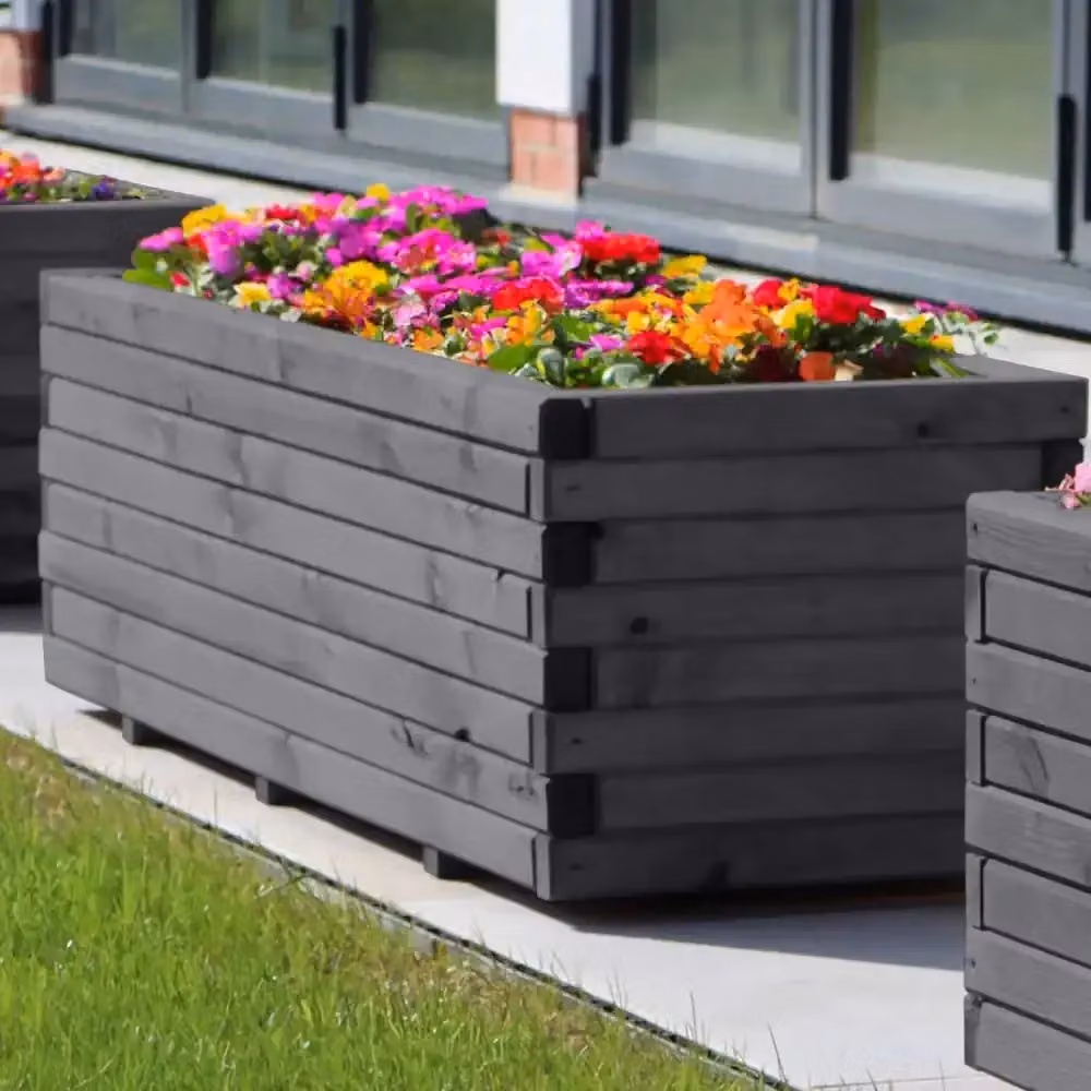 Access Garden Products Pine Raised Trough Planter in Grey, W: 120 cm, D: 40 cm, H: 40 cm – 3