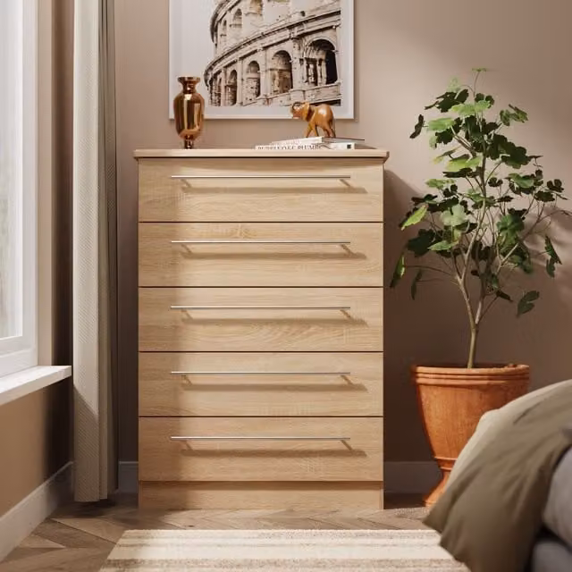 Ready Assembled 2 U Carlton 5 Drawer Chest in Light Oak – 1