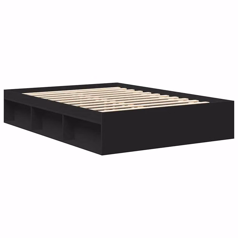 Berkfield Home Modern Black Bed Frame with Side Compartments, W/D/H: 120 x 200 cm – 3