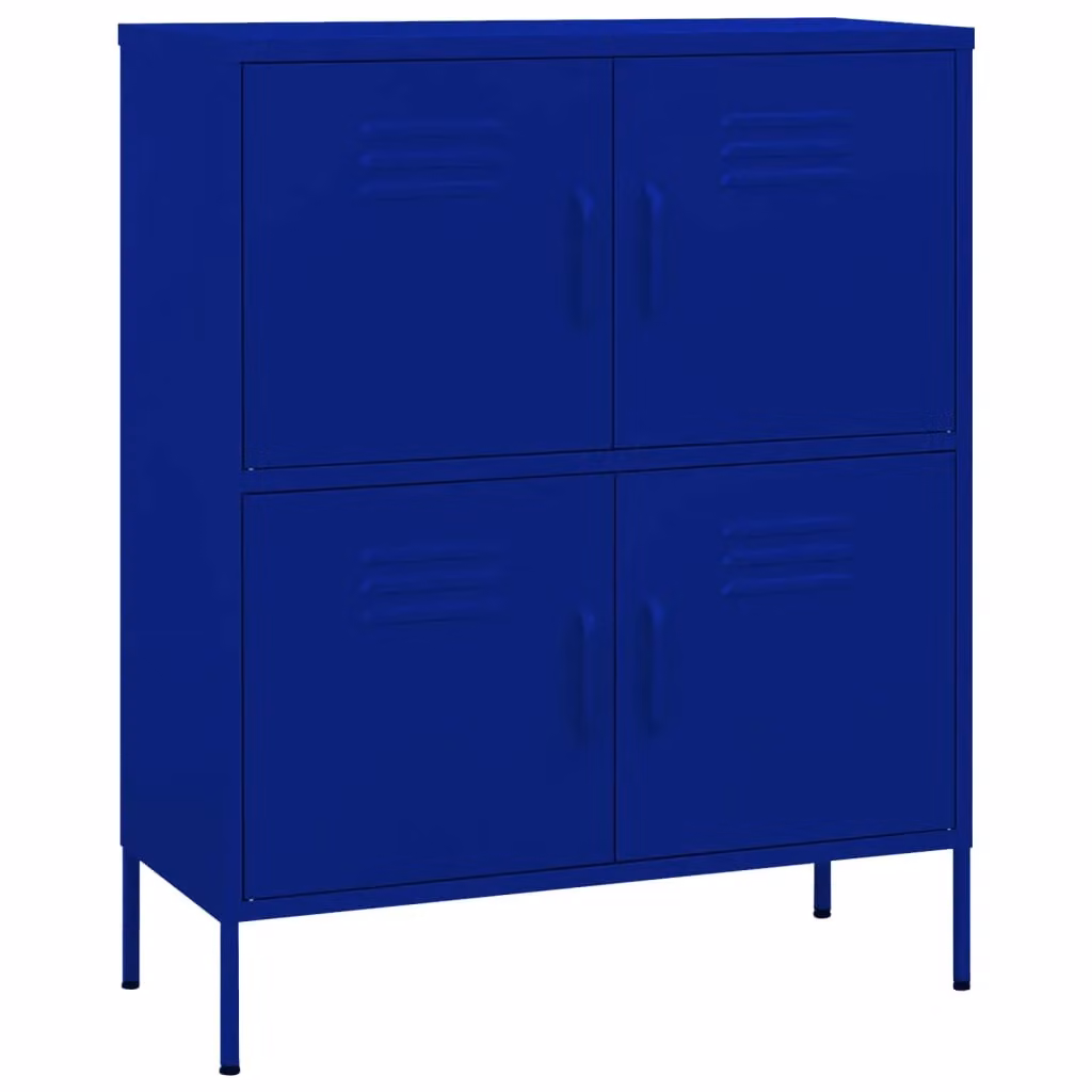 Berkfield Home Freestanding Metal Storage Cabinet in Navy Blue, W/D/H: 80 x 35 x 101.5 cm – 2