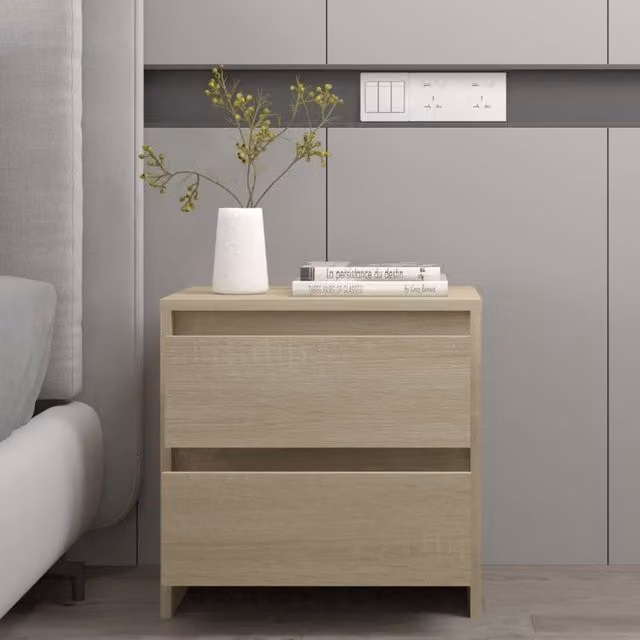 Berkfield Home Sonoma Oak Bedside Cabinet in Brown, W/D/H: 45 x 34.5 x 44.5 cm – 1