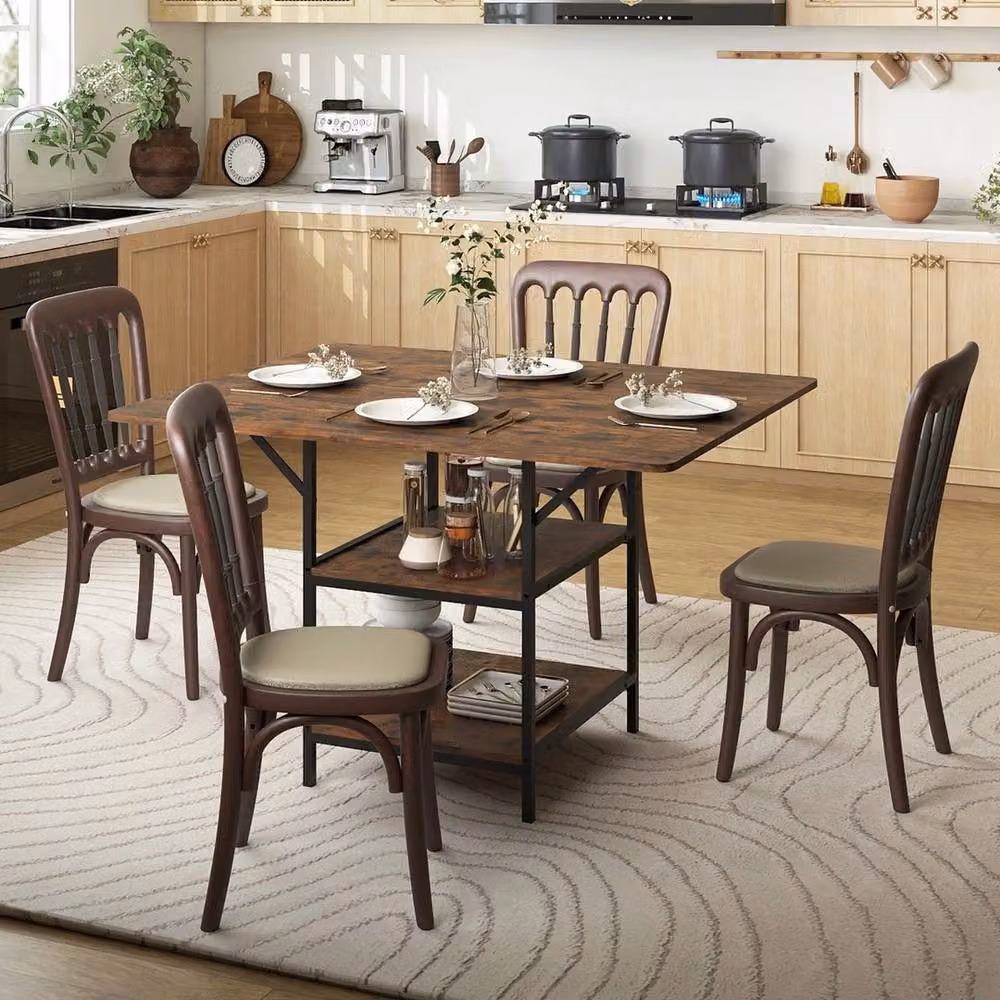 FORGEVIO Rectangular Rustic Wood Dining Table in Brown – 2