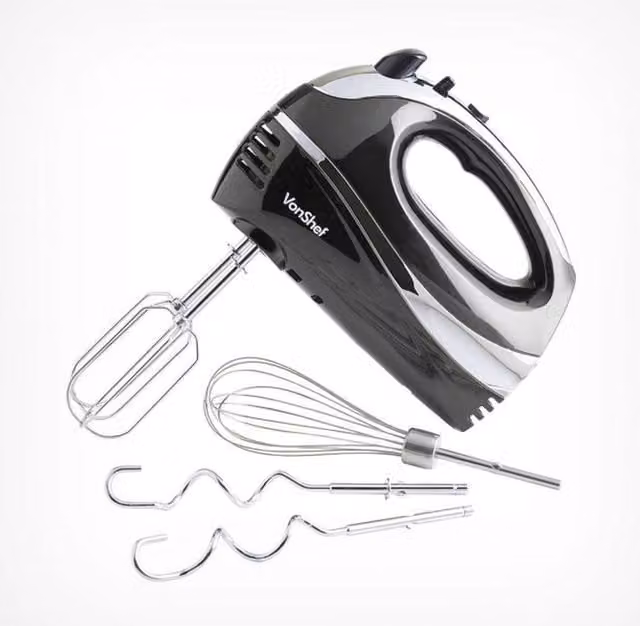 VONSHEF Black Mains Hand Mixer with Plastic Components