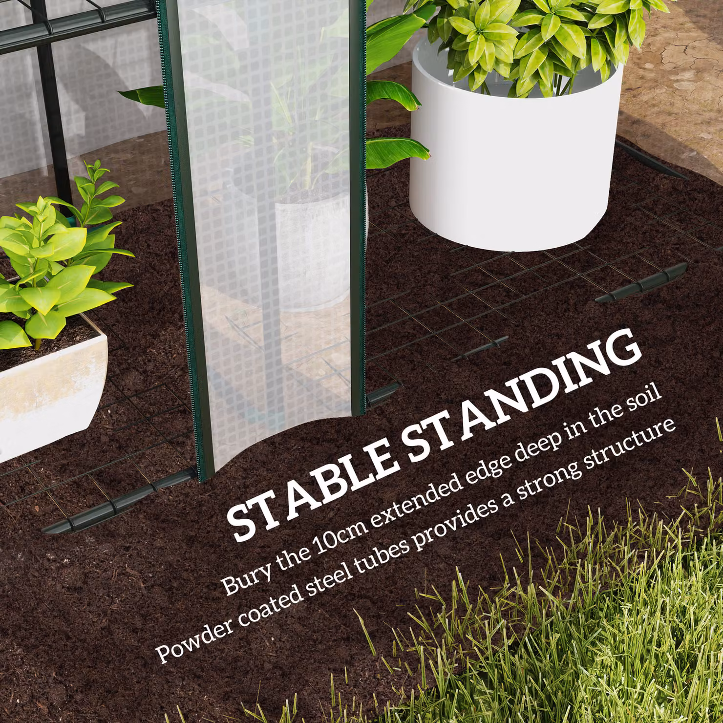 Outsunny White Nine-Shelf Lean-to Wall-Mounted Greenhouse W/D/H: 46 x 46 x 215 cm – 4