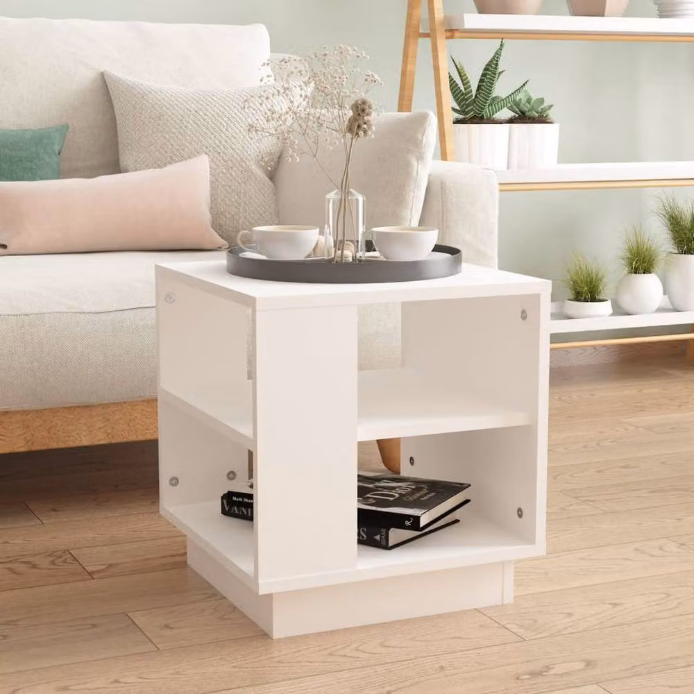 Berkfield Home Modern Square Coffee Table in White, W/D/H: 40 x 40 x 43 cm – 1
