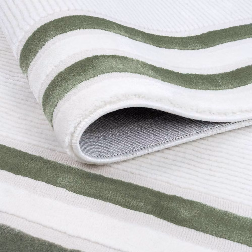 THE RUGS Carmel Bordered Area Rug in Green and White, W/D/H: 170 x 120 cm – 3
