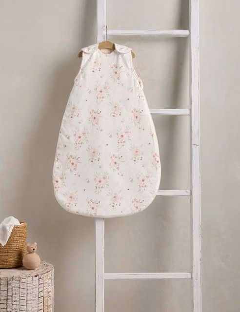 Mamas & Papas Pure Cotton Floral Sleeping Bag Pink and White (0-6 Months)