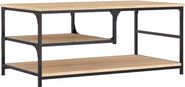 Berkfield Home Sonoma Oak Coffee Table in Light Brown, W/D/H: 90 x 49 x 40 cm