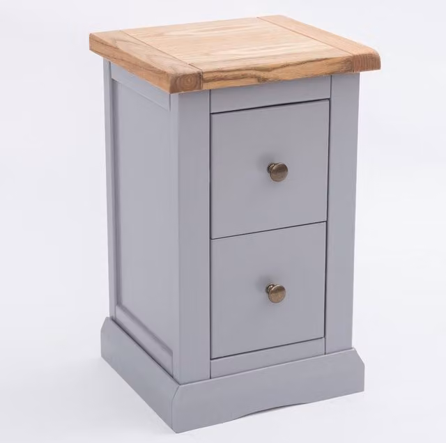 Cabinet Bits Rocca 2 Drawer Petite Bedside Cabinet in Grey Ash Wood