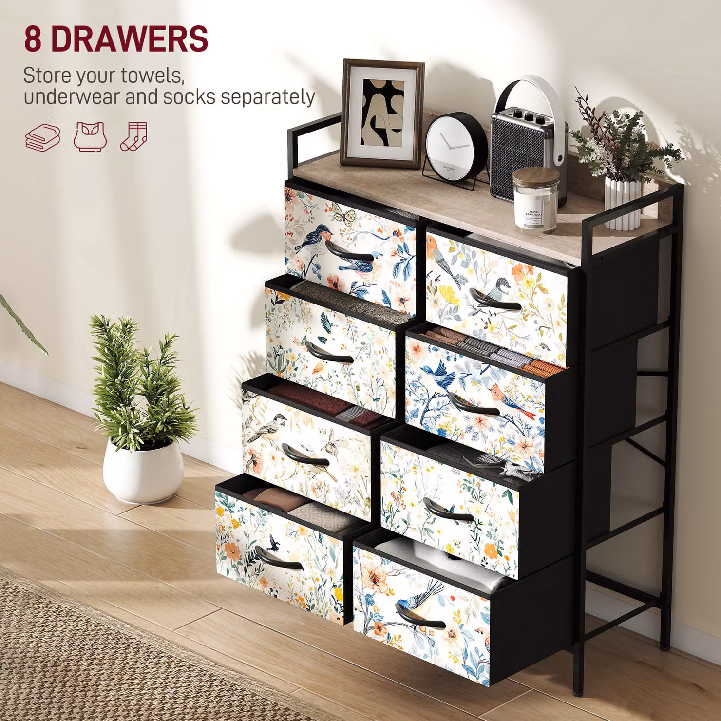 HOMCOM Modern White Metal 8-Drawer Chest of Drawers – 3