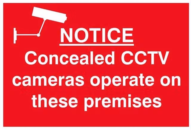 Scan Notice Concealed CCTV Camera PVC Sign, Multicolour Red, W: 300 mm x H: 200 mm