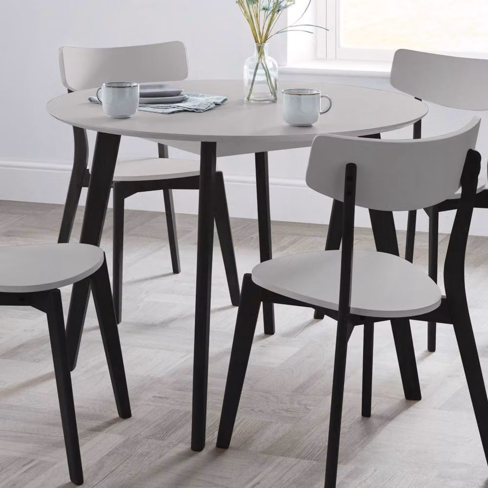 Cheshire Premium Casa Round Mid-Century Dining Table, Grey and Black, Diameter: 100 cm, Height: 75 cm – 2