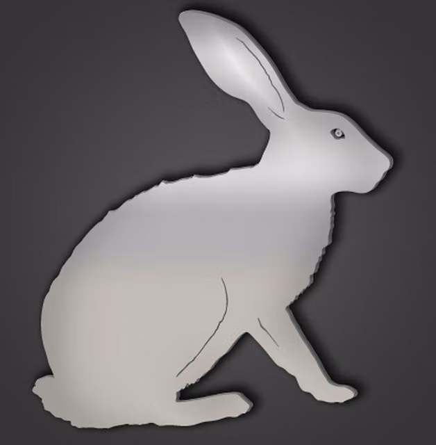 Rabbit Style 7 Silver Engraved Acrylic Wall Mirror, Diameter: 60 cm