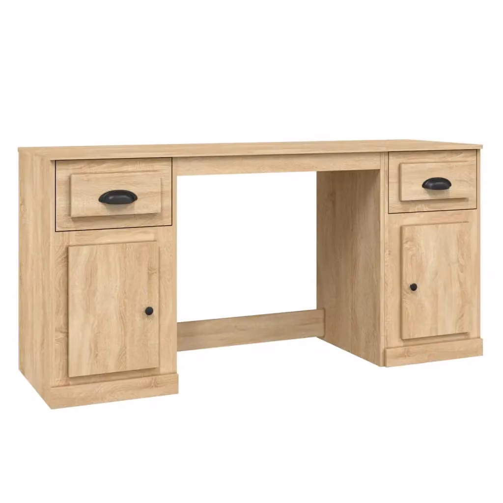 Berkfield Home Modern Office Desk with Cabinet in Sonoma Oak Brown MDF – 2