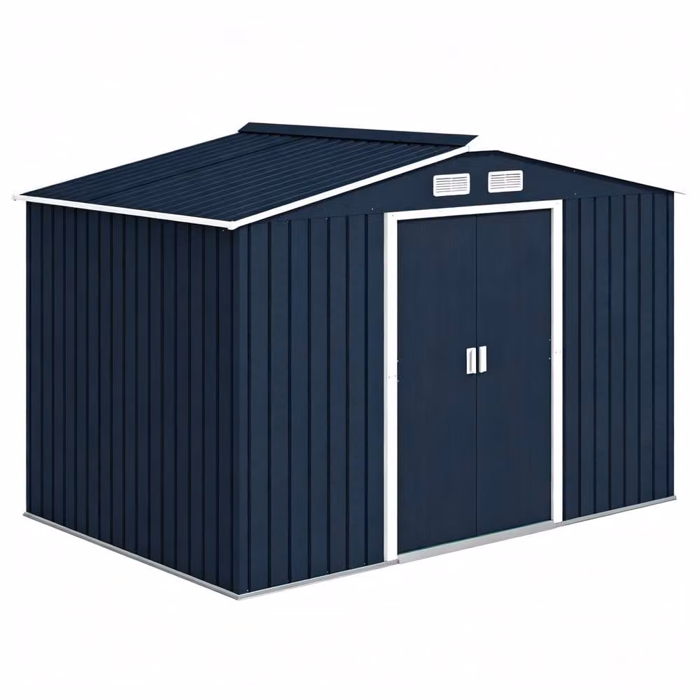 STILVORA Modern Galvanised Steel Garden Shed with Sliding Doors and Side Vents in Grey, H 195 cm x W 183 cm – 4