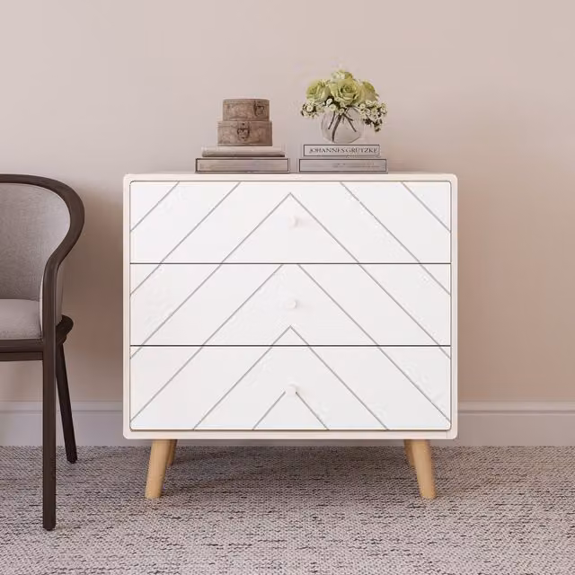Seconique Dixie 3 Drawer Chest in White and Grey