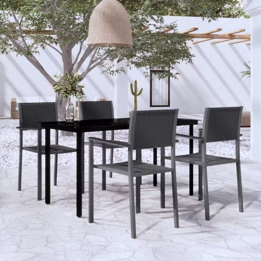 Berkfield Home 5 Piece Modern Garden Dining Set in Black – 2