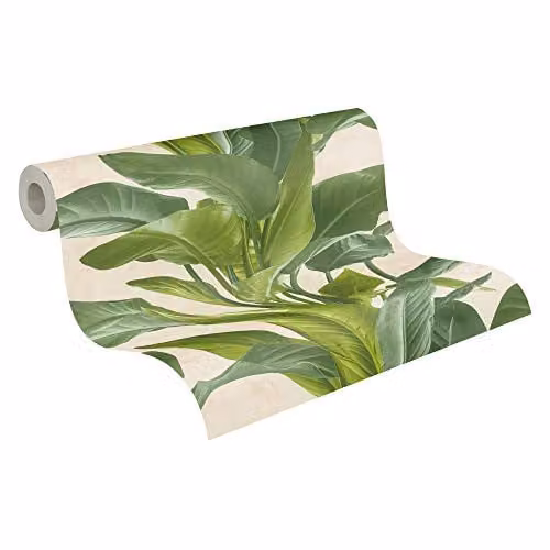 A.S. Création Botanical Garden Floral Wallpaper in Cream and Green