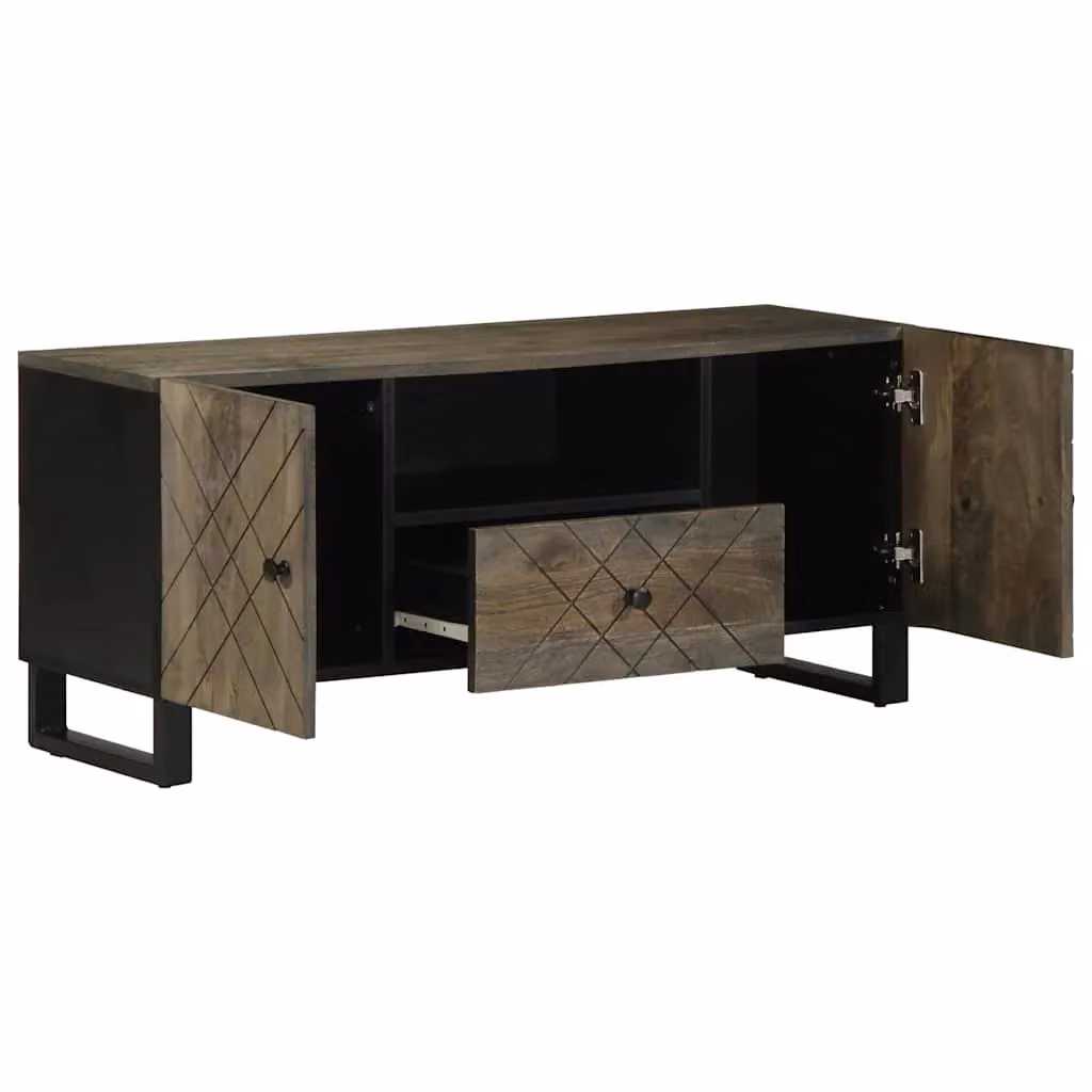 Berkfield Home Black Mango Wood TV Cabinet W/D/H: 105 x 33 x 46 cm – 2