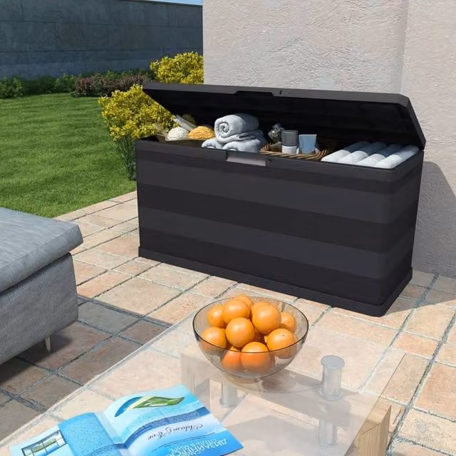 Berkfield Home Garden Storage Box in Black, W/D/H: 117 x 45 x 56 cm