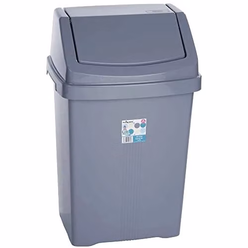 Wham Casa 50L Plastic Swing Bin in Silver and Grey