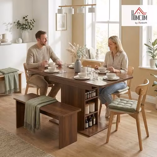 HOMCOM Extendable Rectangular Dining Table in Brown, W/D/H: 120 x 70 x 75 cm – 2