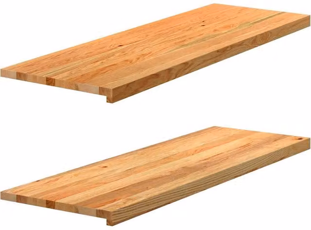 Berkfield Home Solid Oak Wood Window Sills, 2 Pieces, Light Brown, W: 120 cm, D: 40 cm, H: 2 cm – 1