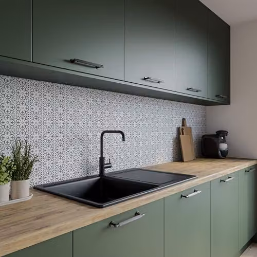 Bushboard Florence Tile Look Aluminium Kitchen Splashback Panel, W: 300 cm, H: 75 cm, D: 0.4 cm