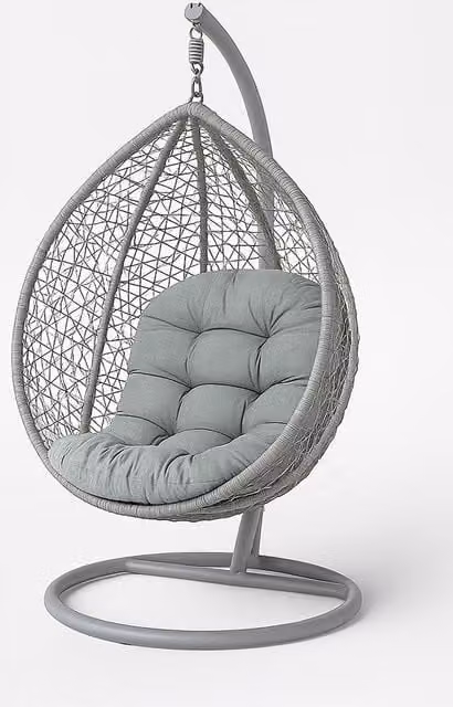 Homescapes Luxury Grey Egg Chair Cushion for Hanging Basket Swing Chairs