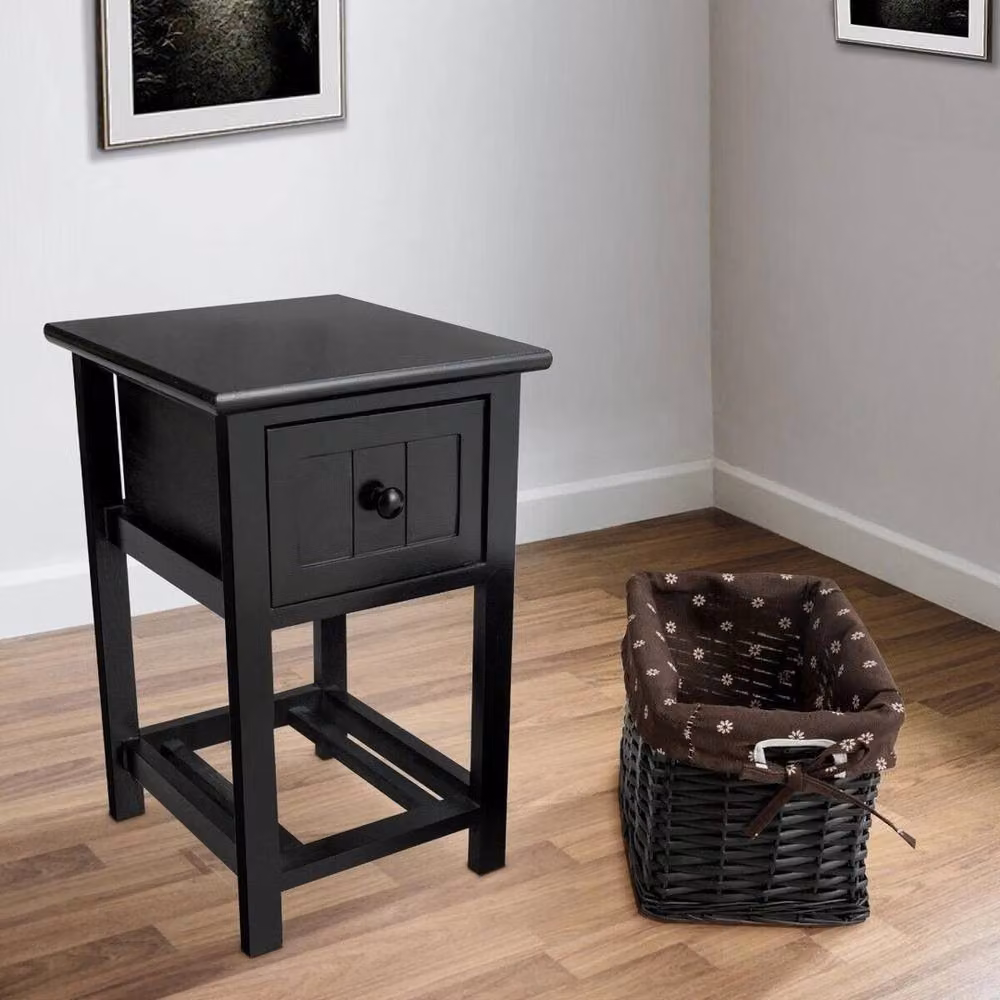 Havendro Set of 2 Black Nightstands with Removable Rattan Baskets – 5