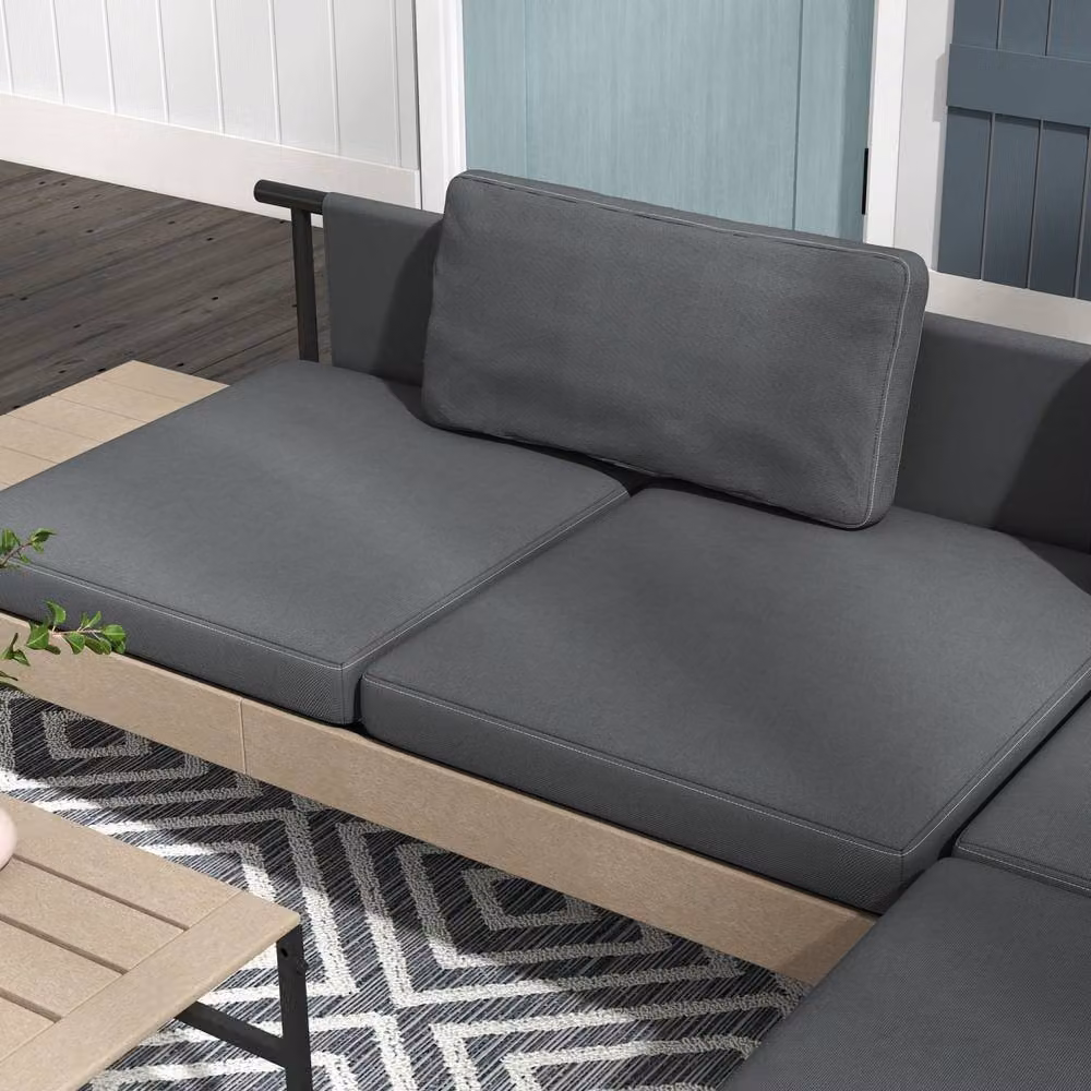 Wyld Haus Vivino 3 Piece L Shaped Outdoor Sofa Set with Coffee Table in Grey – 6